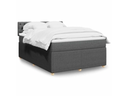 Cama Box Spring Con Colchón Tela Gris Oscuro 160x200 Cm