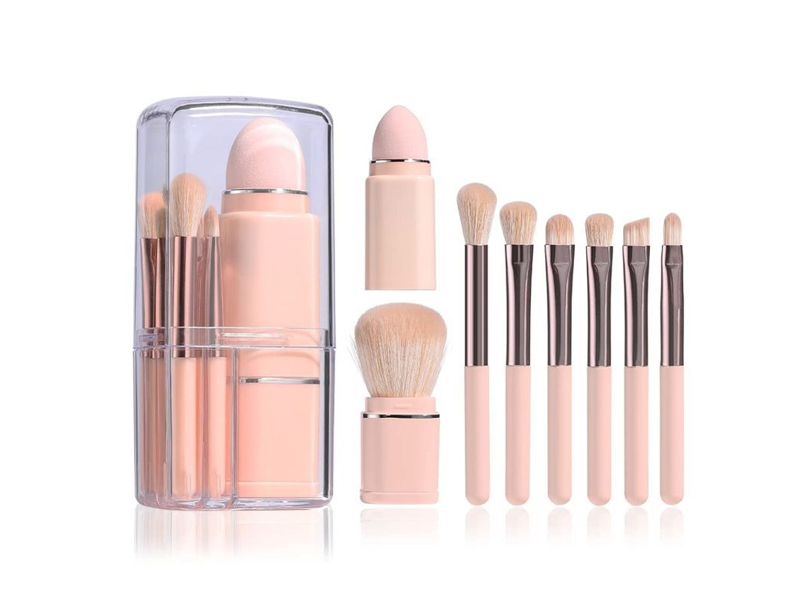 Set De 8 Brochas De Maquillaje Portátiles De Viaje Con Esponja De Belleza.