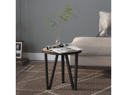 Mesita De Centro Mdf Negro Y Amarillo Ø35 Cm
