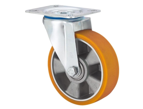 Rueda giratora placa 10zvl80-aub aluminio-poliur.naranja eje bolas ALEX