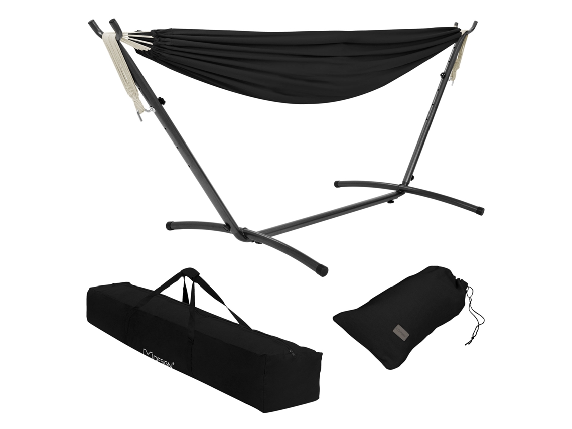 Hamaca XXL con soporte de acero negro para el jardín ML-DESIGN