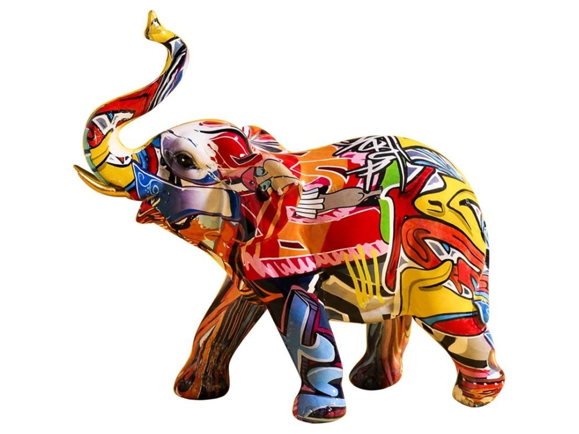 2026-figura De Elefante De Resina, Escultura Moderna Con Grafiti, Decoración De Hogar Para Buena Suerte Y Prosperidad