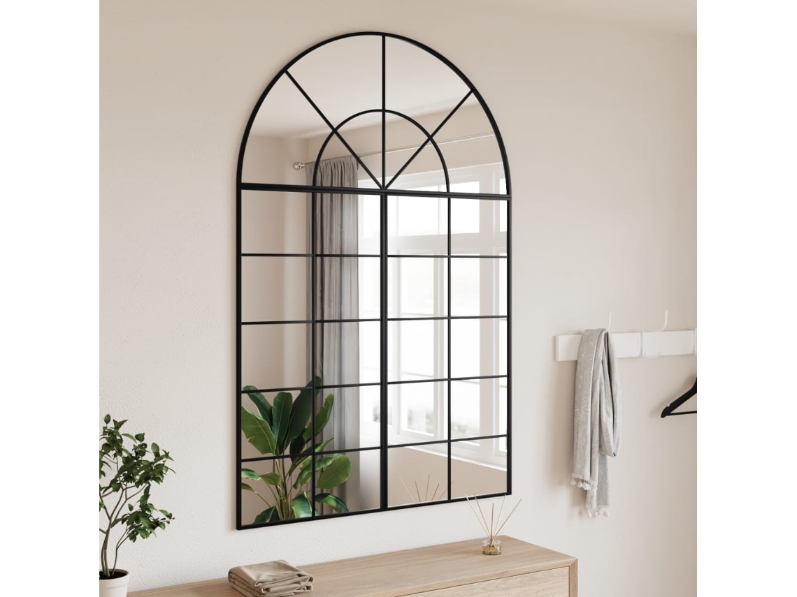 Espejo de pared arco de hierro negro 100x150 cm N/A