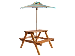 Mesa de picnic con sombrilla 79x90x60 cm Acacia maciza Lovely Home