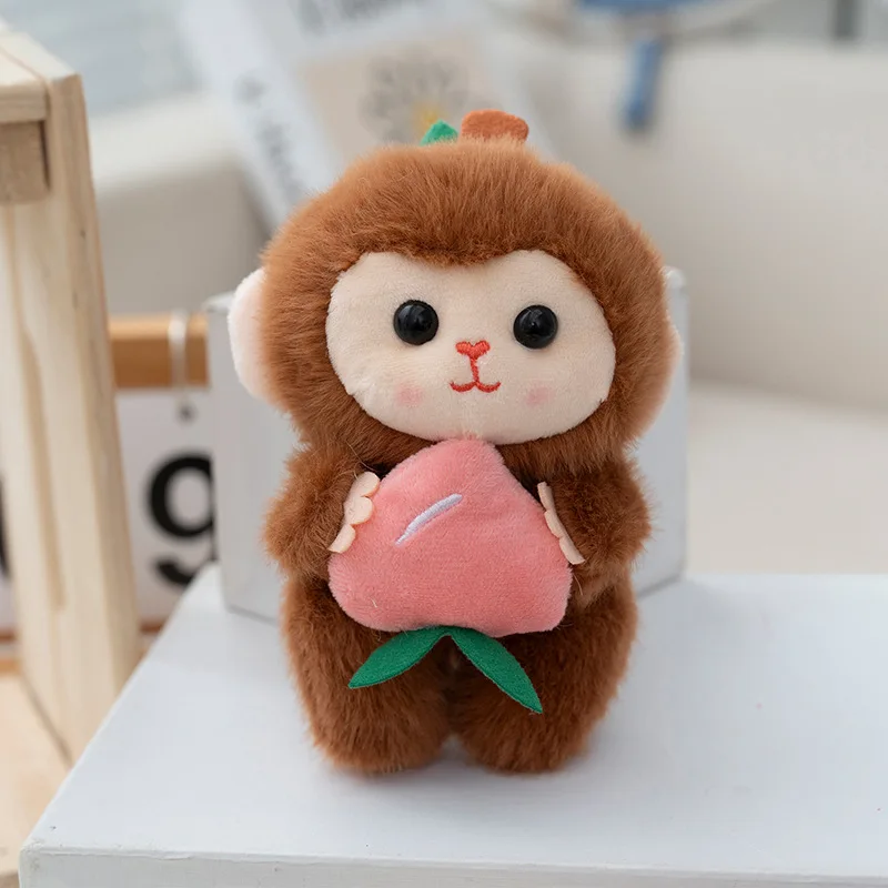 (marrón) Llavero De Mono De Frutas Dulces De 15 Cm, Juguete De Peluche, Lindo Adorno Pequeño