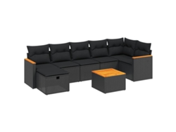 Conjunto 8 de sofás de jardín VIDAXL y cojines ratán sintético negro