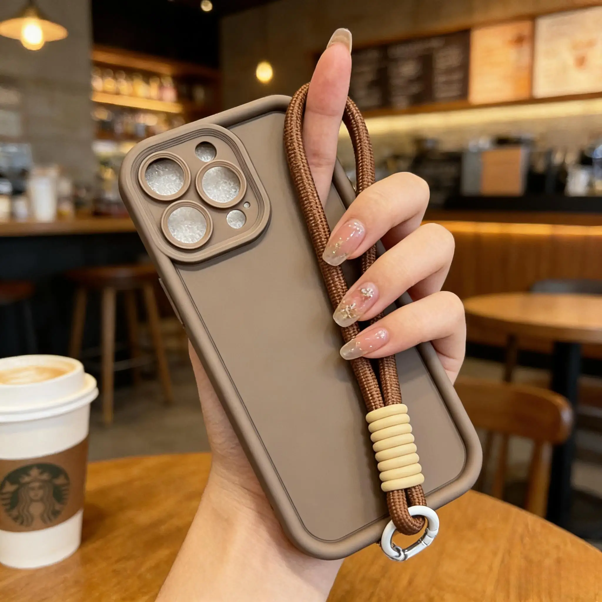 (iphone 13 Color Marrón) Funda Protectora Suave Con Cubierta Trasera De Silicona A Prueba De Golpes