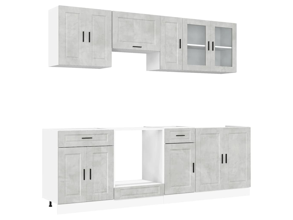 Juego de 8 gabinetes de cocina gris cemento EXCLUSIVO DE MAISON