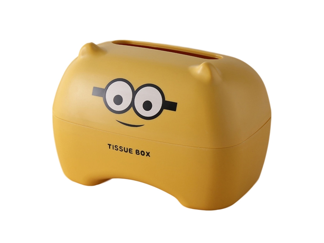 Caja Portátil De Toallas De Papel Con Diseño De Animalito Adorable Para Escritorio, Amarilla, Diseño Creativo, De Plástico.