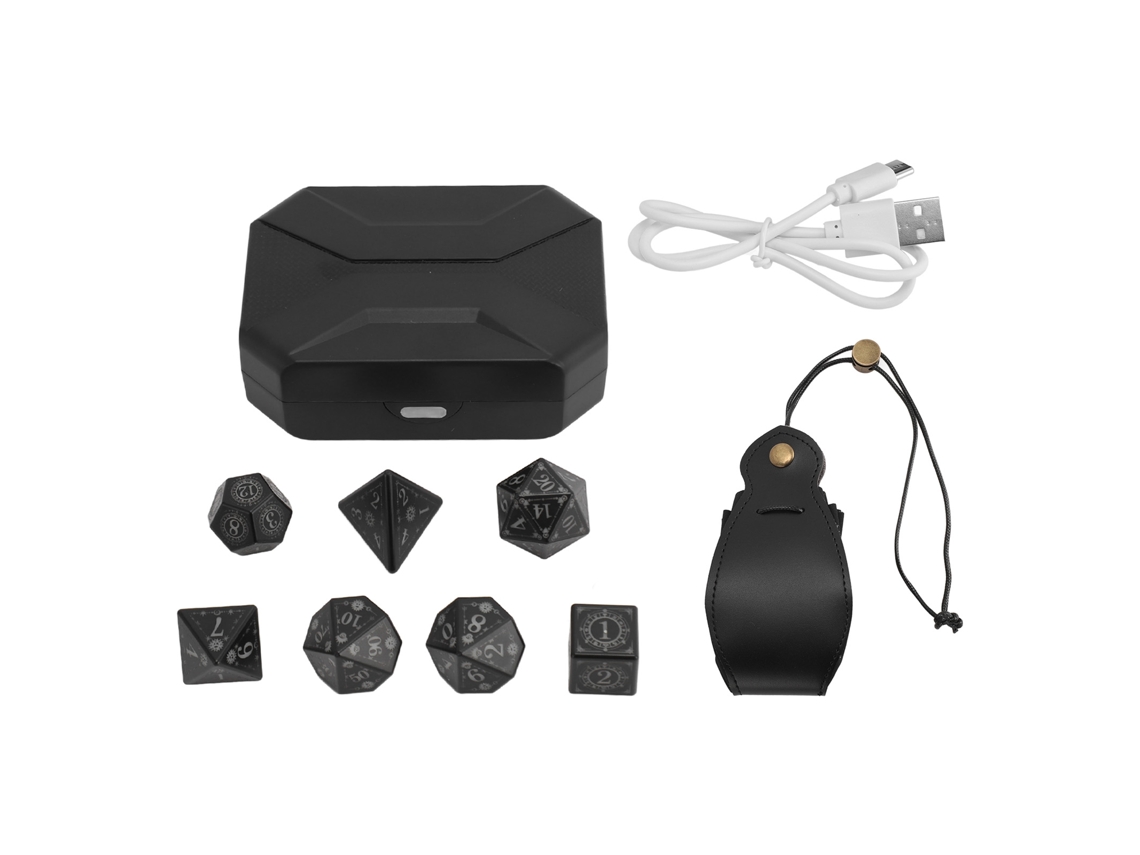7 Dados Electrónicos Led Recargables Con Estuche De Carga Y Bolsa De Almacenamiento Para Juegos De Rol.