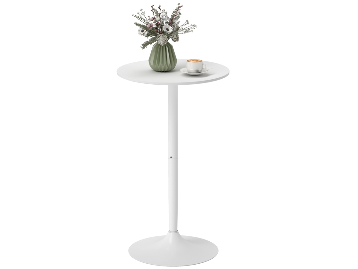 Mesa alta de bar para 2 personas, 60x60x102 cm, blanca