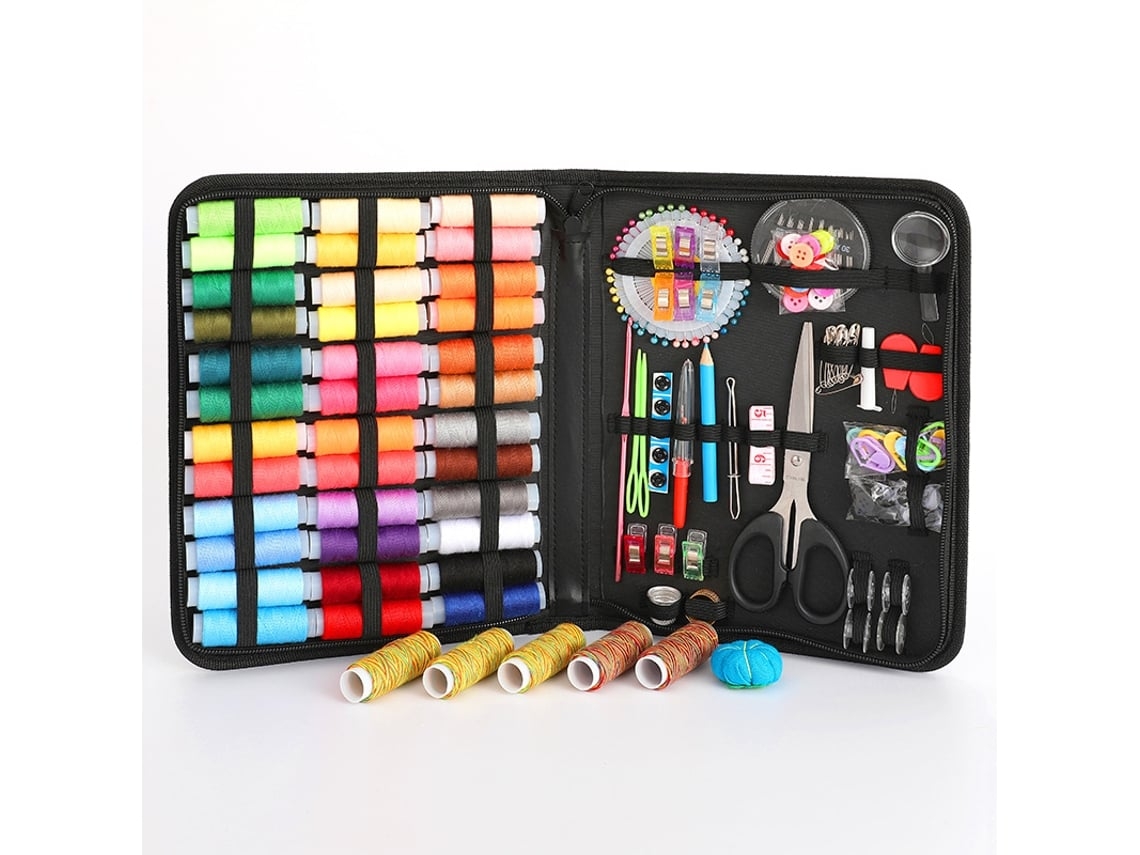 Kit de costura de 200 piezas. Contenido: 41 carretes de hilo. Kit XL. Apto para principiantes, hogar y viajes.