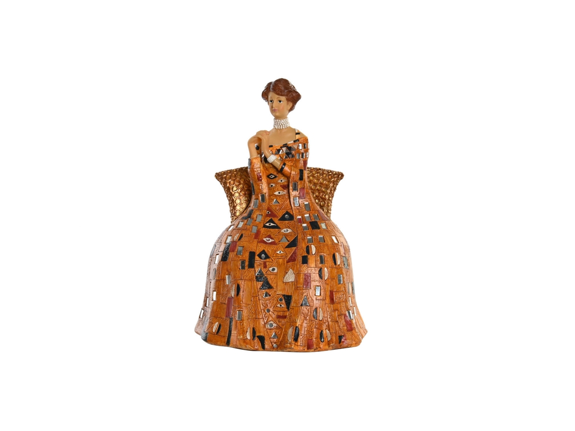 Figura de resina amarilla que representa a una dama, 21,5 x 18,5 x 31 cm, Alexandra House Living