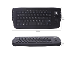 (Negro) Teclado portátil con trackball y rueda de desplazamiento, mini teclado USB