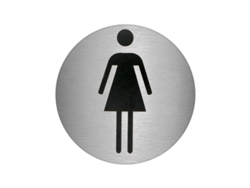 Placa adhesiva baño mujer acero inoxidable ø 7 cm.