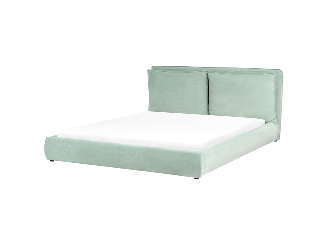 Cama Beliani Bajonna De Terciopelo Verde 200x235x94