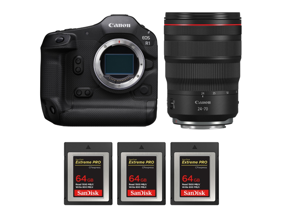Canon Eos R1 + Rf 24-70mm F/2.8 L Is Usm + 3 Sandisk 64gb Extreme Pro Cfexpress Type B + Ebook “20 Consejos Para Fotos Que Impactan”