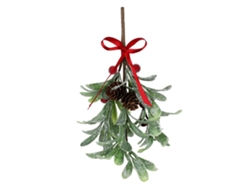 Hojas Artificiales De Muérdago, Adornos Navideños Verdes Y Festivos De Plástico De 28 Cm.