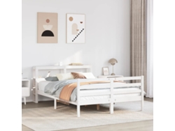 Estructura De Cama Con Cabecero Madera De Pino Blanco 150x200cm