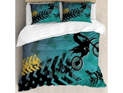 Rebe-set De Funda De Edredón Y Almohada Moto Dirt Bike 3d Talla Twin 100% Poliéster