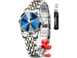 Reloj De Cuarzo Fashion Femenino Diamante Luminoso Impermeableoro Azulyuysan