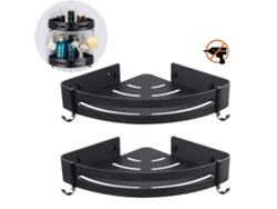 Soporte de ducha de esquina, material duradero, negro mate, estante de aluminio que ahorra espacio sin taladrar