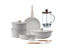 Batería De Cocina,ø18ø20ø26 Cm, De Aluminio Fundido Click&cook  San Ignacio (10 Piezas) Con  Cafetera