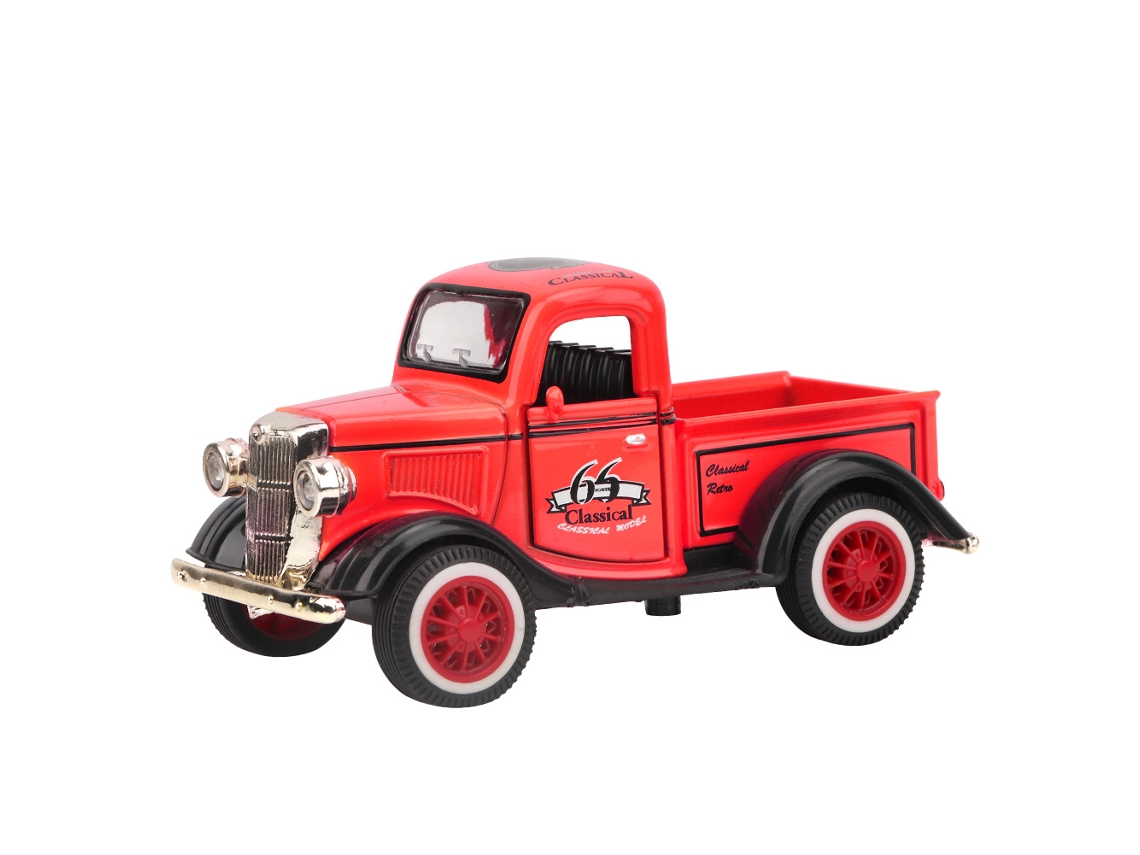 Coche Juguete De Retroceso Pickup Truck Modelo Diecast Con Sonido Y Luces Color Rojo