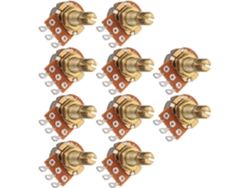 Paquete de 10 potenciómetros para guitarra A250k de 250kΩ con ranura corta, componentes metálicos para control.