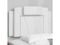 Cabecero De Cama Acolchado Cuero Sintético Blanco 90 Cm