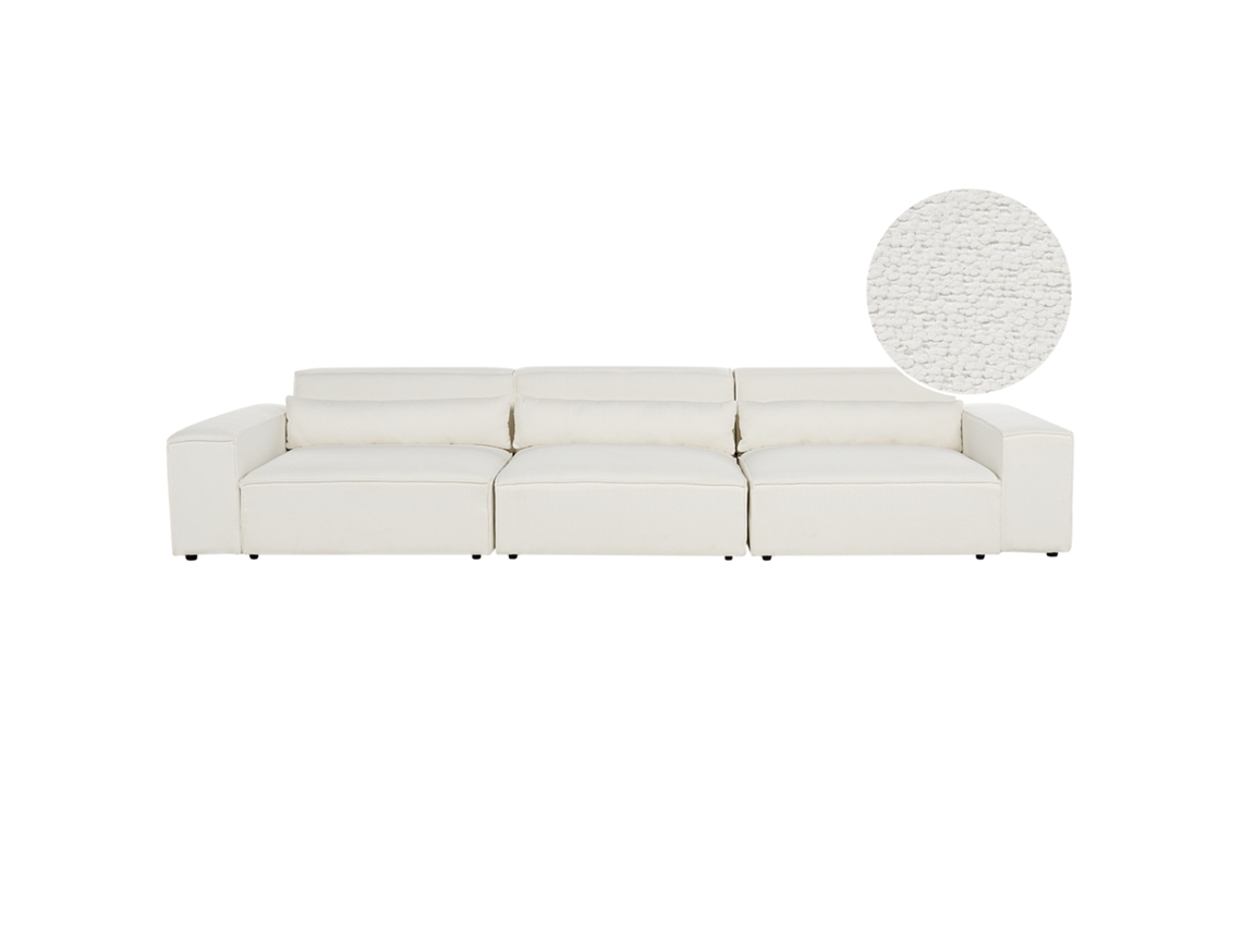 Sofá de 3 plazas BELIANI Hellnar de Bouclé Blanco 364x126x70
