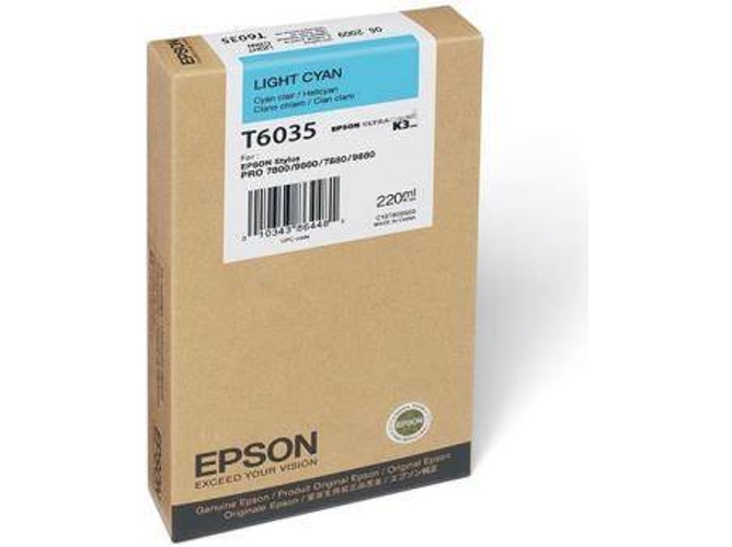 Cartucho de Tinta Original EPSON C13T603500 T6035 Cián CLARO para Stylus Pro 7800, Pro 7880, Pro 9800, Pro 9880