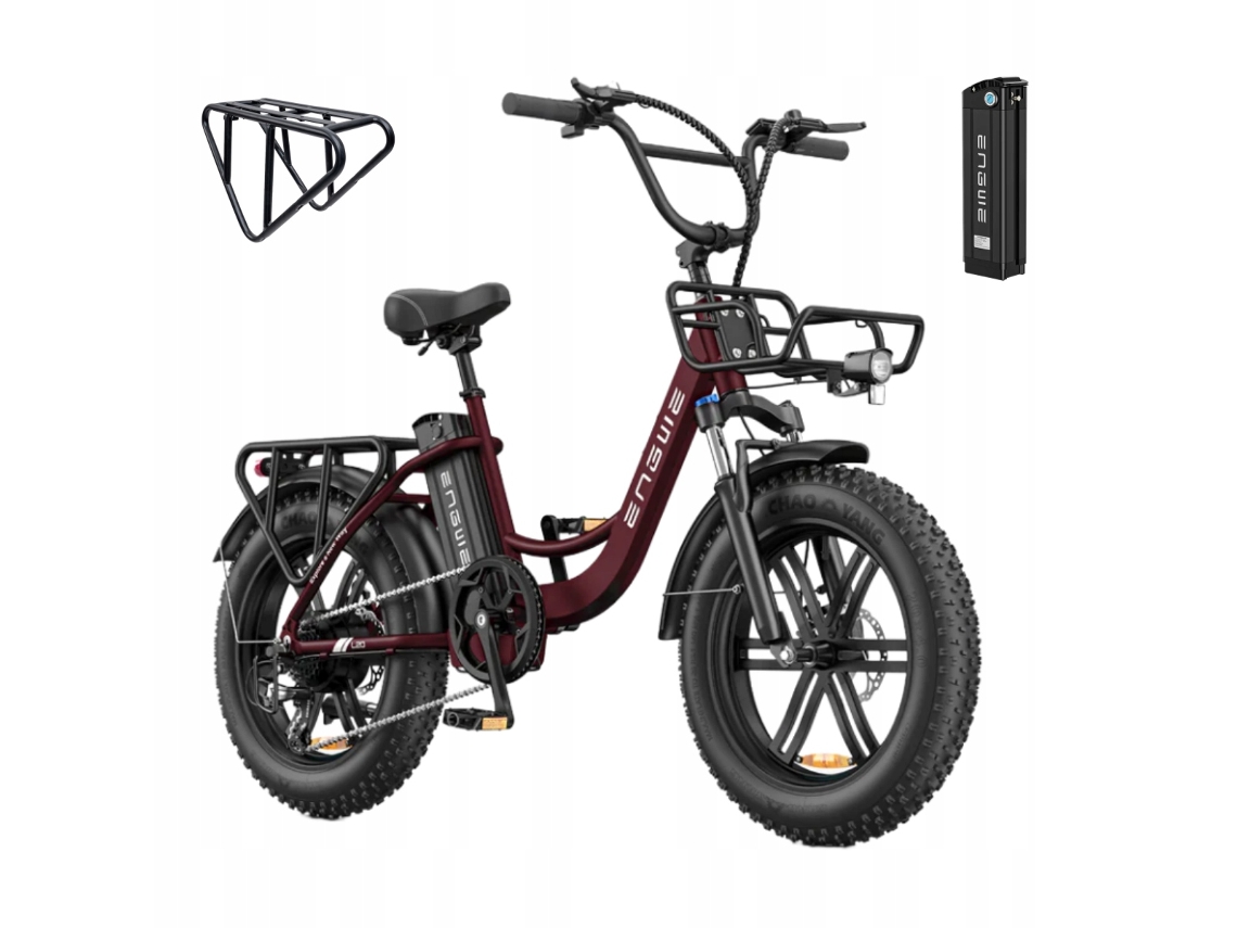 Bicicleta eléctrica Engwe L20 Boost 20 x 4.0 48v 13ah para desplazamientos urbanos, neumáticos anchos, color rojo