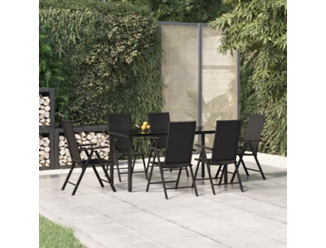 Conjunto 7 de comedor de jardín VIDAXL ratán sintético negro