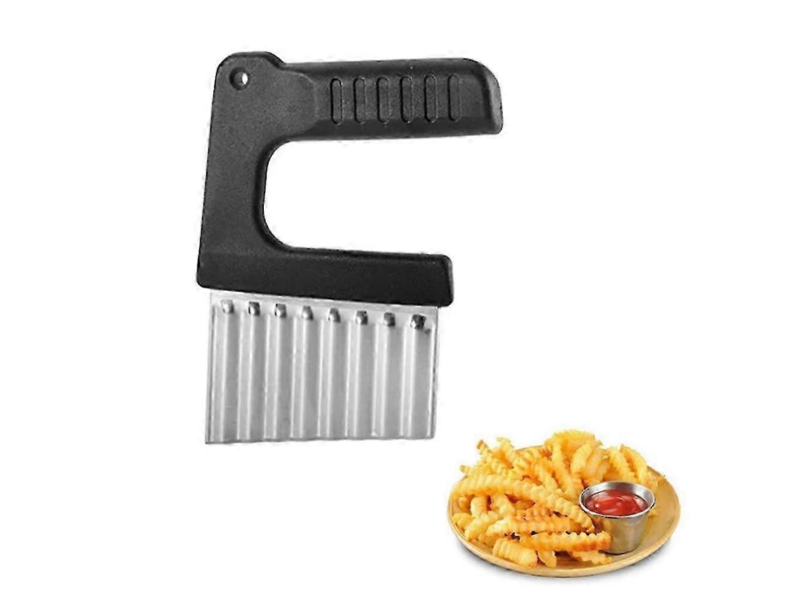Cortador de patatas, frutas y verduras en acero inoxidable 2025, con forma ondulada para ensaladas, patatas y cebollas.