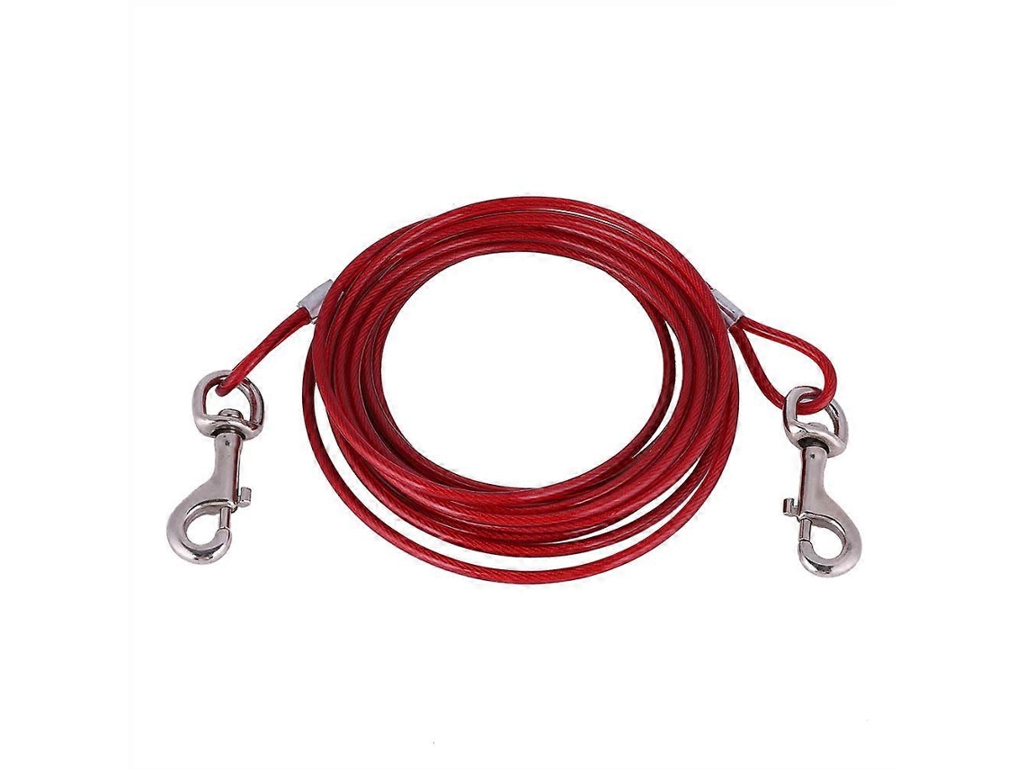 Cable de seguridad para perros de alambre de acero largo, ideal para camping y picnic. 5 mm x 5 m (rojo).