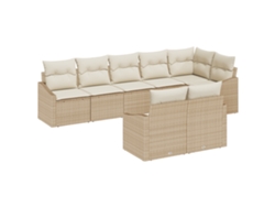 Juego de comedor VidaXL de 8 piezas con cojines en ratán sintético beige