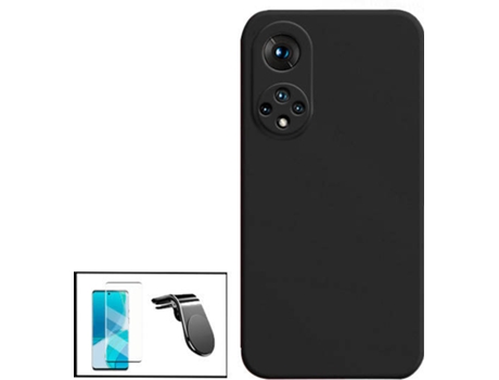 Kit Protector de Cristal Templado 5D Full Cover, Funda Silicona Liquida y Soporte Magnético L Safe Driving Coche Huawei Nova 9 PHONECARE Negro