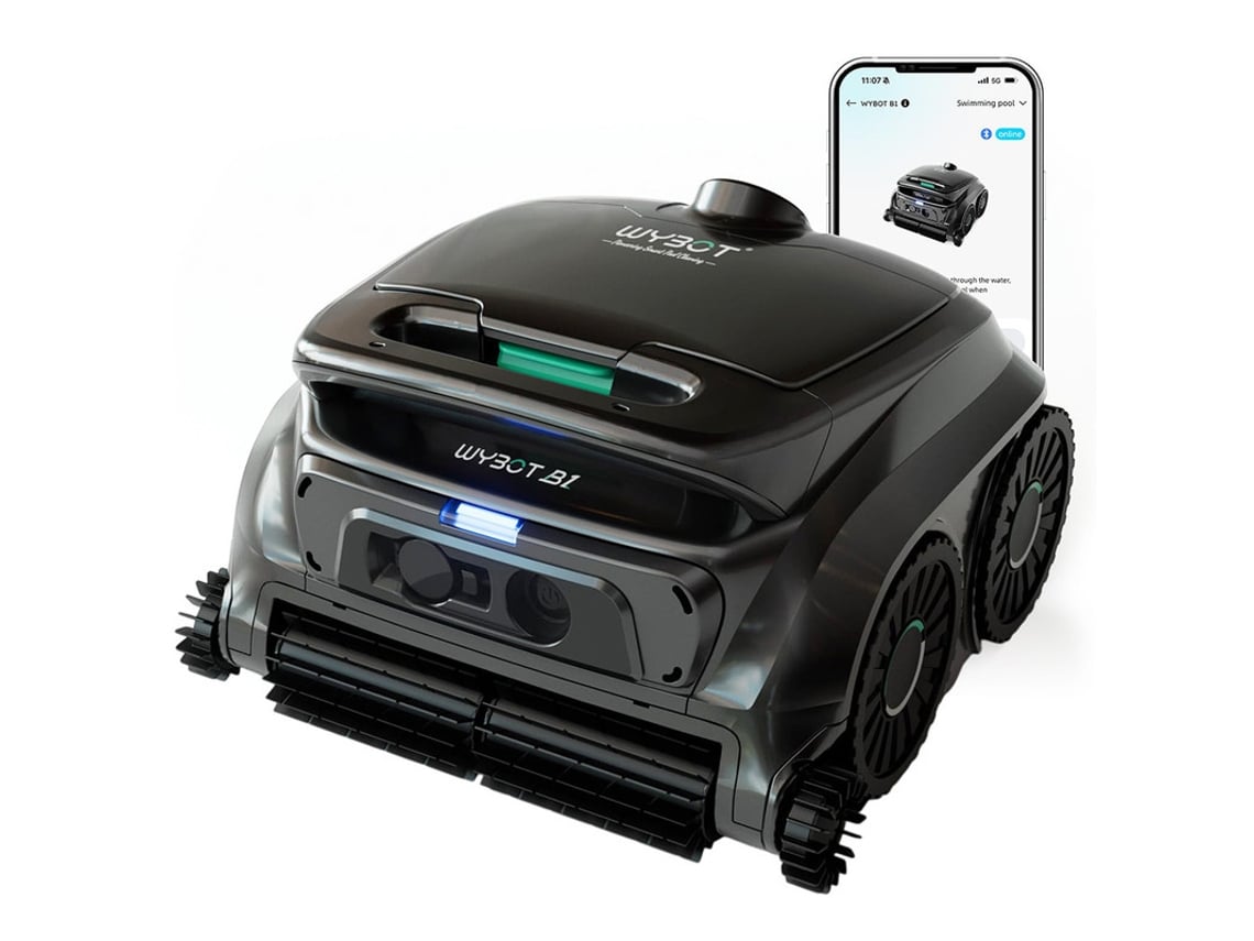Wybot B1 Aspirador De Piscina Sem Fio 6.5kg Leve Robô Limpador De Fundo E Paredes Com Controle Por App Bateria De 120min Para Área Até 100m²