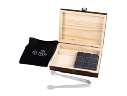 Juego De Piedras De Granito Cúbicas Para Whisky Con Caja De Pino, Enfriamiento Y Secado Rápidos, Reciclables.