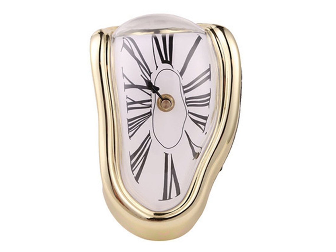 Reloj de escritorio decorativo Baok, fabricado en plástico fundido a presión con pintura electrolítica metalizada, acabado dorado, para uso en la oficina.
