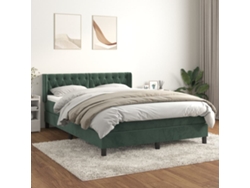 Cama Box Spring Con Colchón Terciopelo Verde Oscuro 140x190 Cm