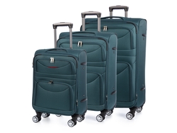 Juego de 3 maletas trolley de tela semirrígidas y expandibles. Cerradura de combinación, 4 ruedas giratorias de 360°.