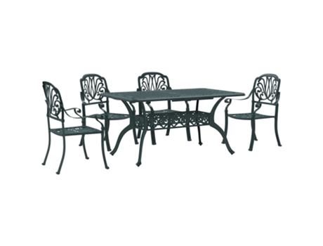 Conjunto 5 de comedor de jardín VIDAXL aluminio fundido verde