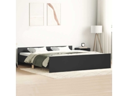Estructura De Cama Con Cabecero Piecero Negro 200x200cm