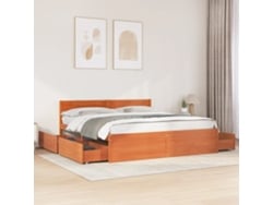 Cama Sin Colchón Madera Maciza De Pino Marrón Cera 200x200 Cm