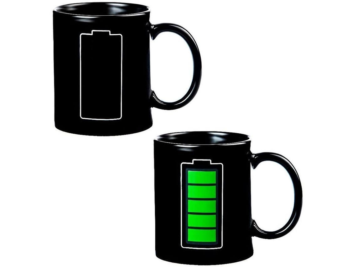 Taza Mágica De Café Que Cambia De Color Al Calentarse - Divertido Indicador De Batería