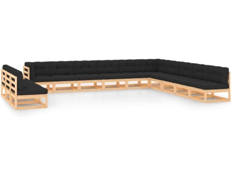 Conjunto 13 Muebles de jardín VIDAXL con cojines antracita madera maciza
