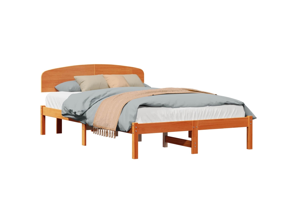 Maison Exclusive - Estructura De Cama Con Cabecera Marrón Cera 120 X 190 Cm