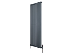 Radiador ovalado de una sola columna de 1800x600 mm - Gris antracita, 1585 W, acero al carbono, válvulas termostáticas cromadas.